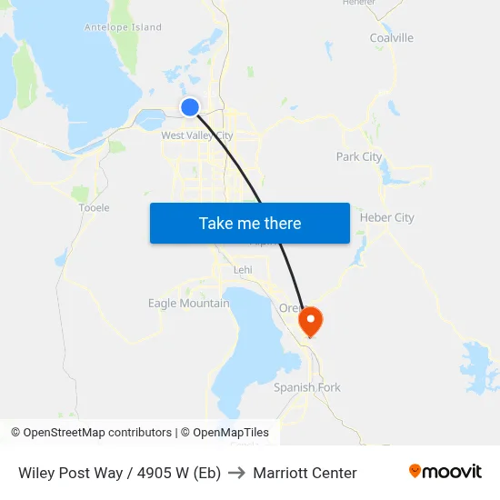 Wiley Post Way / 4905 W (Eb) to Marriott Center map