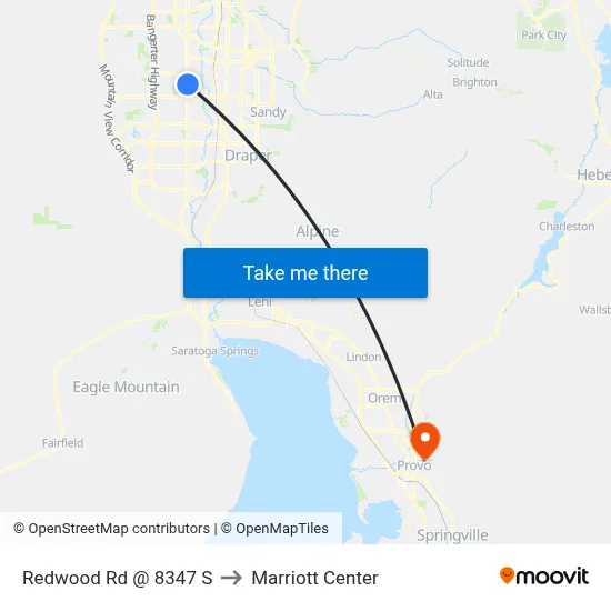 Redwood Rd @ 8347 S to Marriott Center map