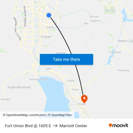 Fort Union Blvd @ 1605 E to Marriott Center map