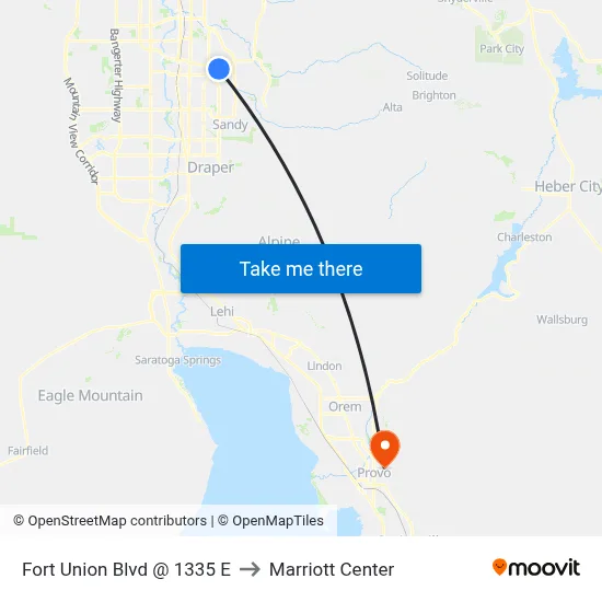 Fort Union Blvd @ 1335 E to Marriott Center map