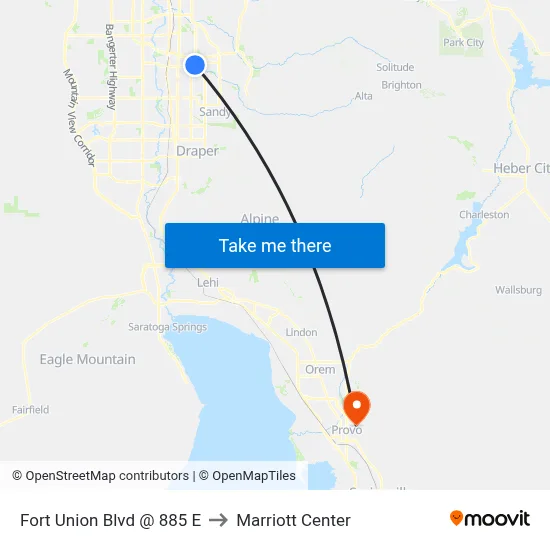 Fort Union Blvd @ 885 E to Marriott Center map