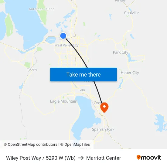 Wiley Post Way / 5290 W (Wb) to Marriott Center map