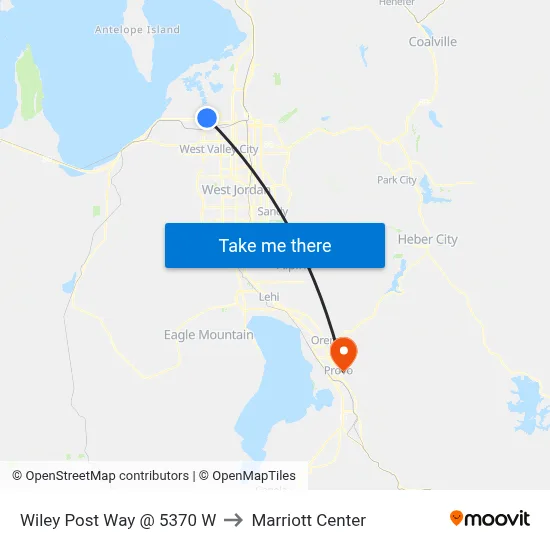 Wiley Post Way @ 5370 W to Marriott Center map
