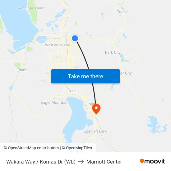 Wakara Way / Komas Dr (Wb) to Marriott Center map
