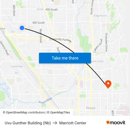 Uvu Gunther Building (Nb) to Marriott Center map
