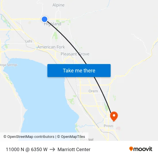 11000 N @ 6350 W to Marriott Center map