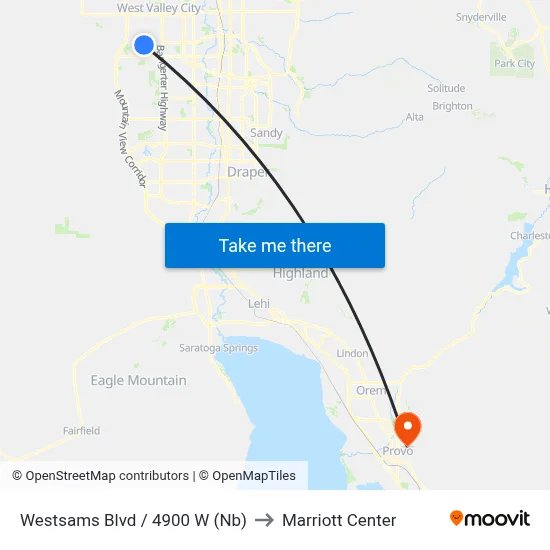 Westsams Blvd / 4900 W (Nb) to Marriott Center map
