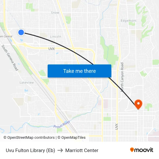 Uvu Fulton Library (Eb) to Marriott Center map