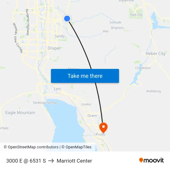 3000 E @ 6531 S to Marriott Center map