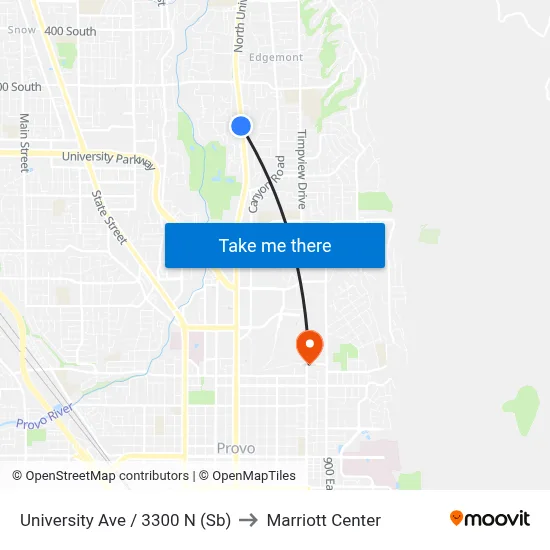 University Ave / 3300 N (Sb) to Marriott Center map