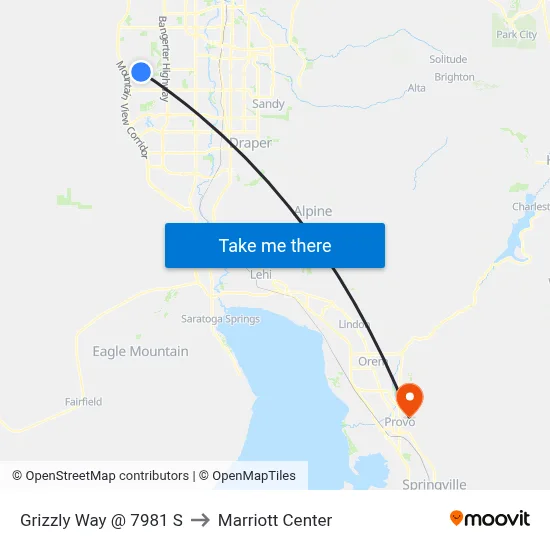Grizzly Way @ 7981 S to Marriott Center map