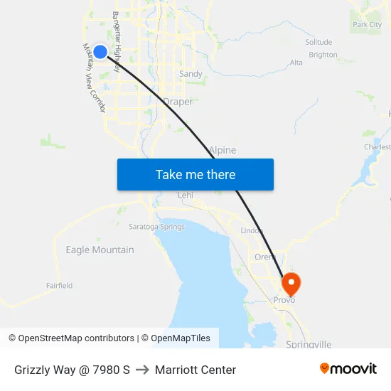 Grizzly Way @ 7980 S to Marriott Center map