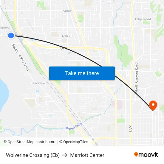 Wolverine Crossing (Eb) to Marriott Center map