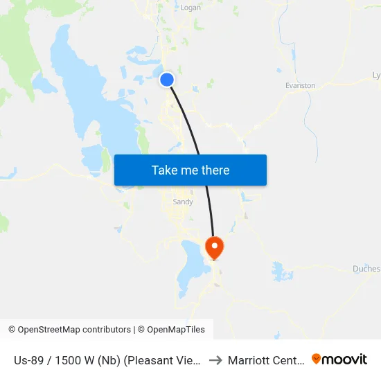 Us-89 / 1500 W (Nb) (Pleasant View) to Marriott Center map