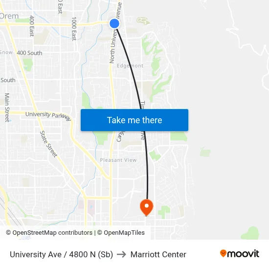 University Ave / 4800 N (Sb) to Marriott Center map