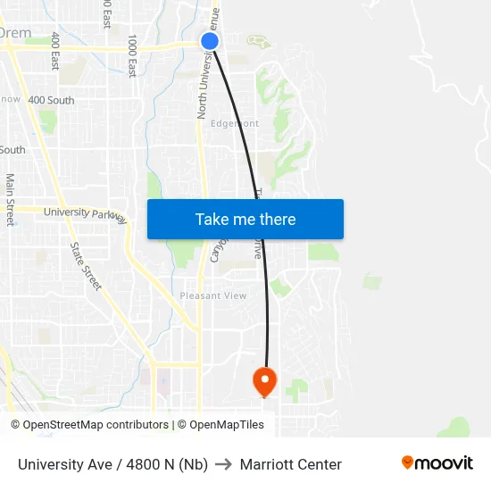 University Ave / 4800 N (Nb) to Marriott Center map