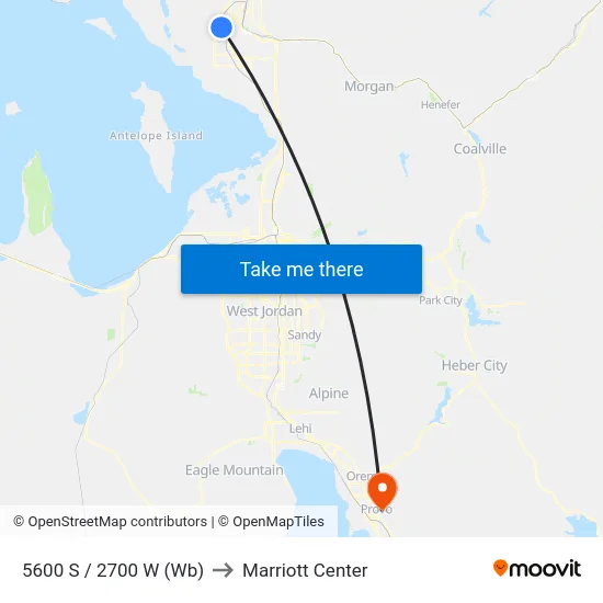 5600 S / 2700 W (Wb) to Marriott Center map