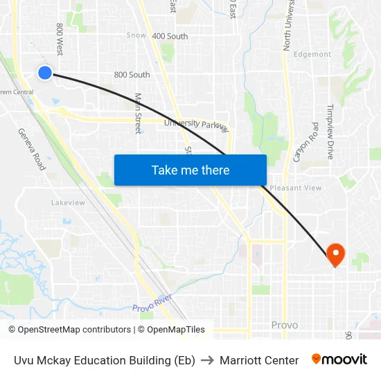 Uvu Mckay Education Building (Eb) to Marriott Center map