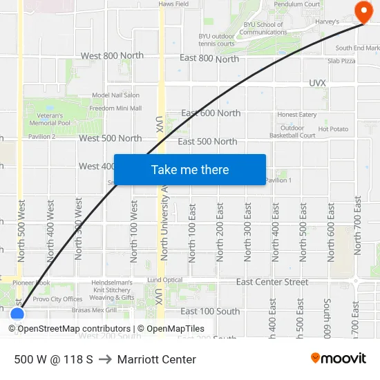 500 W @ 118 S to Marriott Center map
