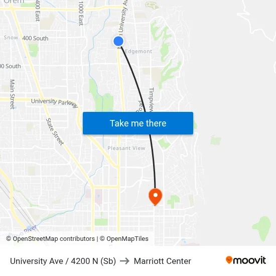 University Ave / 4200 N (Sb) to Marriott Center map