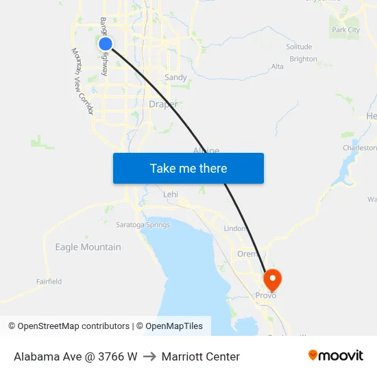 Alabama Ave @ 3766 W to Marriott Center map