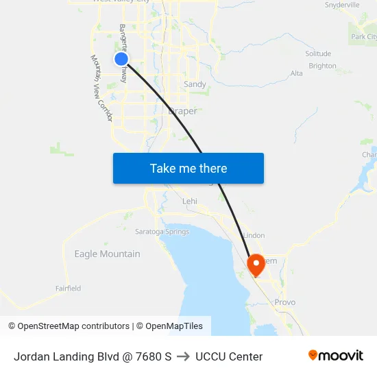 Jordan Landing Blvd @ 7680 S to UCCU Center map