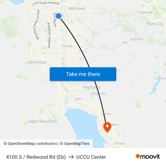 4100 S / Redwood Rd (Eb) to UCCU Center map