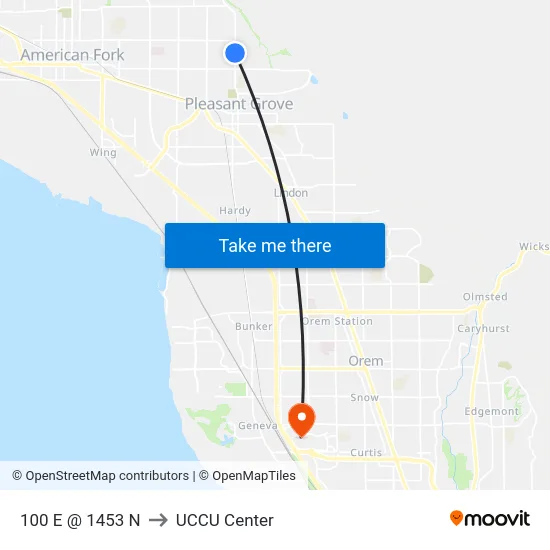 100 E @ 1453 N to UCCU Center map
