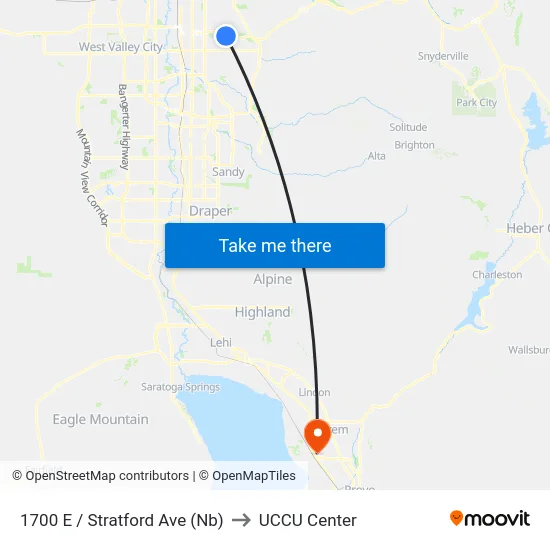 1700 E / Stratford Ave (Nb) to UCCU Center map