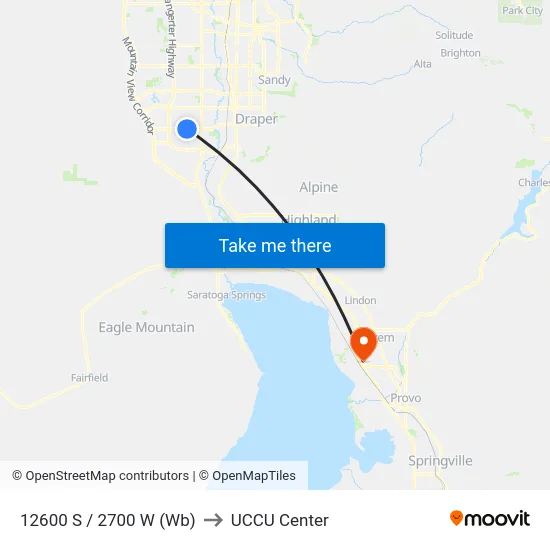 12600 S / 2700 W (Wb) to UCCU Center map