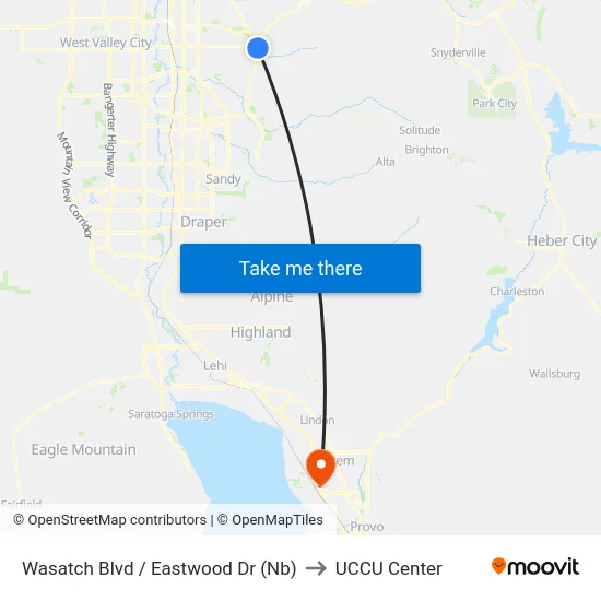 Wasatch Blvd / Eastwood Dr (Nb) to UCCU Center map