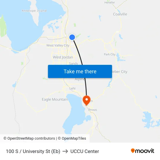 100 S / University St (Eb) to UCCU Center map