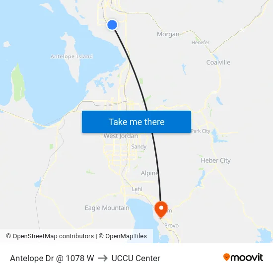 Antelope Dr @ 1078 W to UCCU Center map