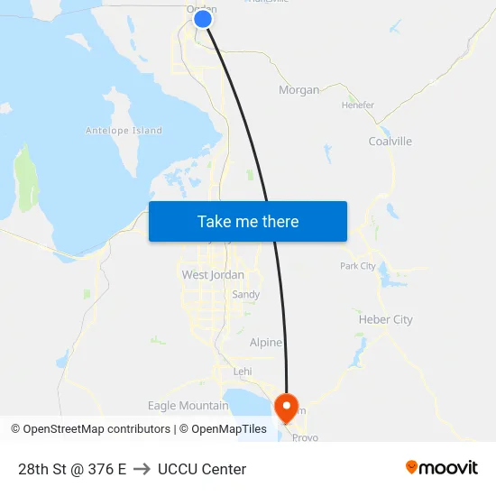 28th St @ 376 E to UCCU Center map