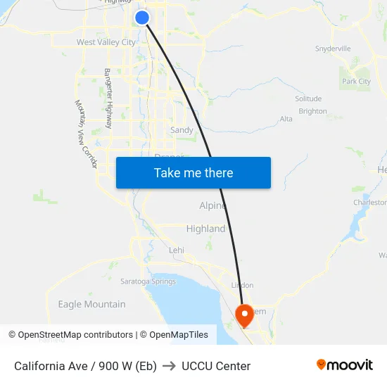 California Ave / 900 W (Eb) to UCCU Center map