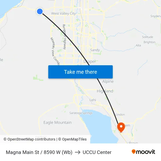 Magna Main St / 8590 W (Wb) to UCCU Center map