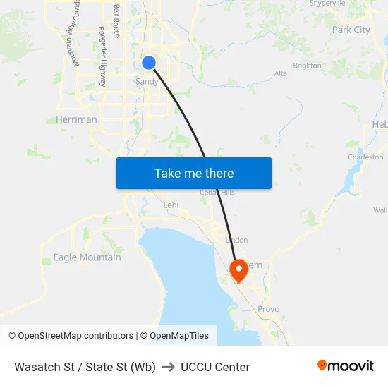 Wasatch St / State St (Wb) to UCCU Center map