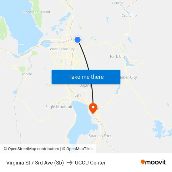 Virginia St / 3rd Ave (Sb) to UCCU Center map