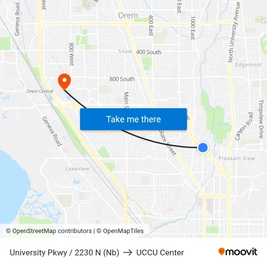 University Pkwy / 2230 N (Nb) to UCCU Center map