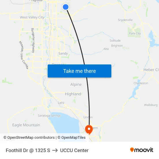 Foothill Dr @ 1325 S to UCCU Center map