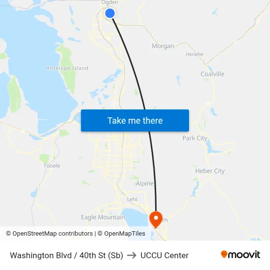 Washington Blvd / 40th St (Sb) to UCCU Center map
