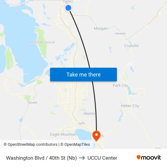 Washington Blvd / 40th St (Nb) to UCCU Center map