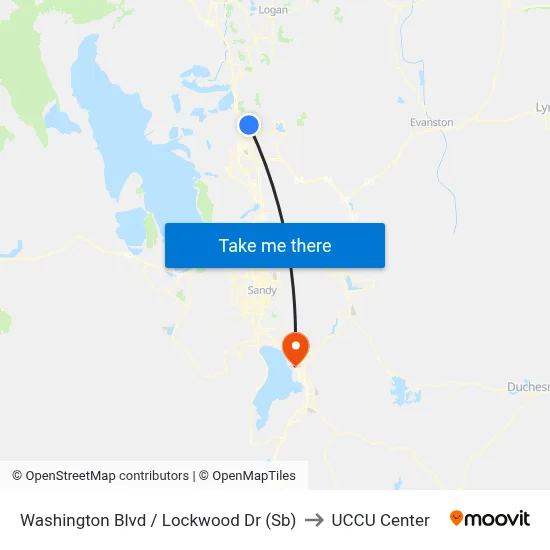 Washington Blvd / Lockwood Dr (Sb) to UCCU Center map