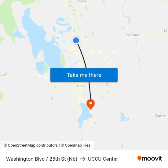 Washington Blvd / 25th St (Nb) to UCCU Center map