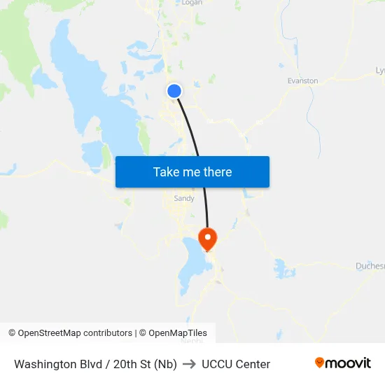 Washington Blvd / 20th St (Nb) to UCCU Center map