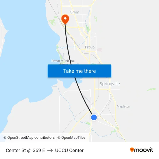 Center St @ 369 E to UCCU Center map
