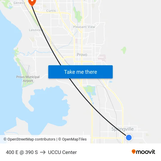 400 E @ 390 S to UCCU Center map