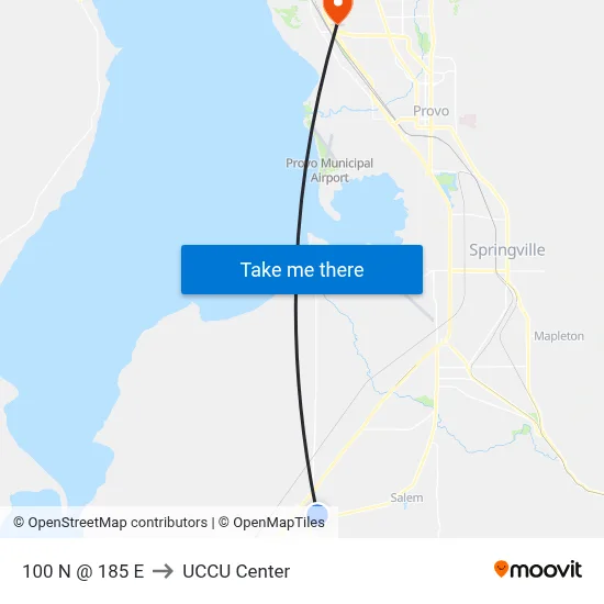 100 N @ 185 E to UCCU Center map