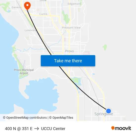 400 N @ 351 E to UCCU Center map