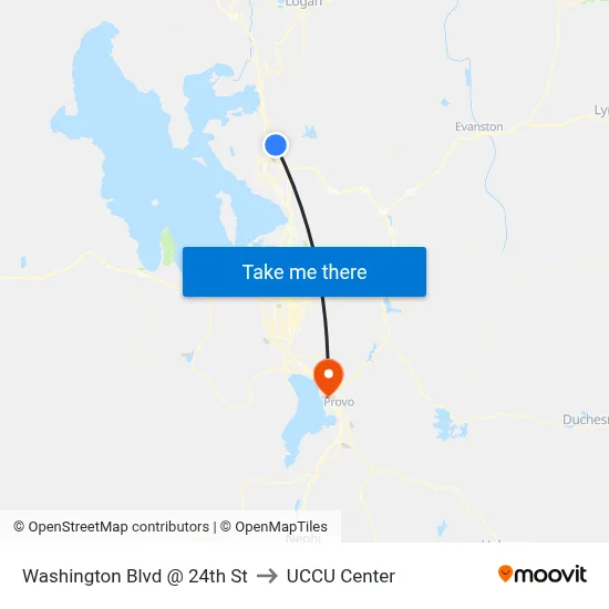 Washington Blvd @ 24th St to UCCU Center map